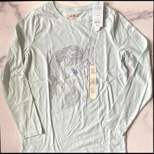 Girls Unicorn Shirt Lt Turquoise w/ Glitter Purple & Silver Unicorn 10-12  NWT